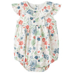 pureborn Baby Girls Bodysuit Sleeveless Bubble Romper Ruffle Collar Summer One-Piece Outfit Floral Green 9-12 Months