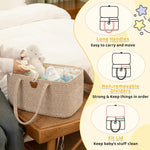 OIAHOMY Large Diaper Caddy Organizer for Baby, Portable Baby Basket with Handles, Baby Gift Basket for Newborn, Diaper storage Organizer for Changing Table and Car- Brown