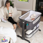 KoolerThings Baby Bassinet, Bedside Sleeper for Baby, Easy Folding Portable Crib with Storage Basket for Newborn, Bedside Bassinet, Comfy Mattress/Travel Bag Included (Bassinet) (Grey)