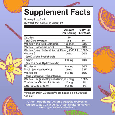 MaryRuth's Toddler Multivitamin | Vitamin A C D E B6 B12 Zinc | Healthy Growth Support | Immunity | Bone Health | Cognitive Function | Organic | Sugar Free | Vegan | Non-GMO | 2 Fl Oz | 30 Day Supply