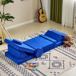 Karl home Kids Couch 14PCS, Modular Kids Play Couch, Multifunctional Foam Toddler Sofa,Climbing & Relaxation, Sectional Convertible Sofa Imaginative Furniture Play Set for Playroom, Blue