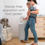 Diaper Genie Platinum Pail (Grey) is Made in Durable Stainless Steel and Includes 1 Easy Roll Refill with 18 Bags That can Last up to 5 Months.