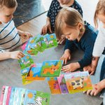 12 Pack Mini Wooden Animal Puzzles for Kids 3+ - 9-Piece Toddler Educational Travel Toys | Cute Farm & Wild Animal Party Favors | Preschool Learning Gift Set for Boys & Girls
