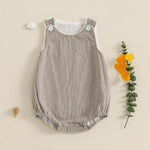 Kuriozud Unisex Newborn Baby Boy Girl Summer Clothes Sleeveless Bubble Romper Jumpsuit Overall Shorts Infant Clothing (Plaid Khaki, 3-6 Months)