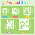 Bsenhe 48PCS Stencils for Kids, Stencils for Painting Crafts Reusable Drawing Art Stencil Washable Primary Shape Paper Scrapbooks Template for Kids Toddlers Preschool Back to School
