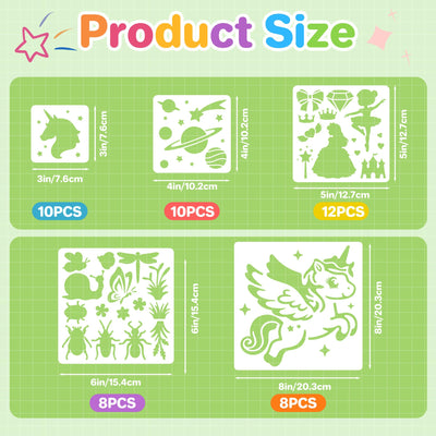 Bsenhe 48PCS Stencils for Kids, Stencils for Painting Crafts Reusable Drawing Art Stencil Washable Primary Shape Paper Scrapbooks Template for Kids Toddlers Preschool Back to School