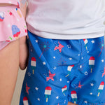 RUGGEDBUTTS Boys UPF50+ Sun Protection Novelty Swim Trunks - Freedom Fireworks, 6-12m