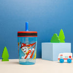 Zak Designs Paw Patrol Chase & Marshall Toddler Cups, 15oz, Leak-Proof with Straw