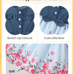 Toddler Girl Clothes 2t 3t Cute Girl Clothes Blue Striped Floral Summer Birthday Dress Sleeveless Ruffle Denim Bow Dress Spring Party Jean Dresses