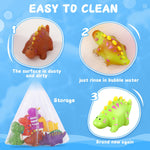Color Changing No Hole Toddler Bath Toys for Kids Ages 1-3 4-8, Dinosaur Bath Toys Toddlers 2-4, Dinosaur Toys, Valentines Gifts Birthday Valentines Basket Stuffers Bathtub Water Toys with Drying Bag