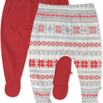 2-Pack Footed Pants Roomy Fit Pull on Bottoms 100% Organic Cotton for Infant Baby Boys, Girls, Unisex