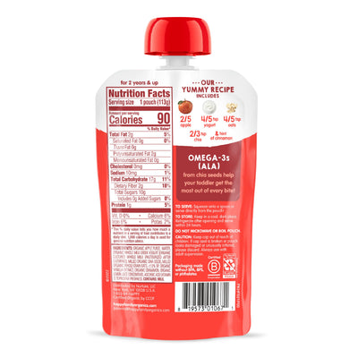 Happy Tot Organics Stage 4 Baby Food Pouches, Gluten Free, Super Morning Fruit & Oat Blend, Apple, Cinnamon, Yogurt, Oats & Chia, 4 Oz (Pack of 8)