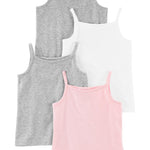 Simple Joys by Carter's Girls' Tank Tops, Pack of 4, Grey Heather/Light Pink/White, 12 Months