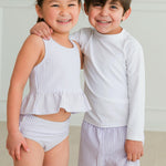 RUGGEDBUTTS Boys UPF50+ Sun Protection Seersucker Swim Trunks - Lavender Seersucker, 3T