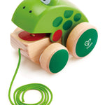 Hape Frog Pull-Along | Wooden Frog Fly Eating Pull Toddler Toy, Bright Colors