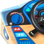 Melissa & Doug Vroom & Zoom Interactive Wooden Dashboard Steering Wheel Pretend Play Driving Toy - FSC Certified