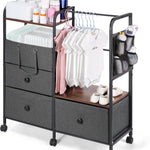 Orzbow 4 Tier Baby Rolling Storage Cart with Drawers, Detachable Baby Diaper Caddy Organizer and Storage, Metal Rolling Utility Cart for Nursery, Bedroom, Changing Table & Crib, Easy to Assemble, Gray