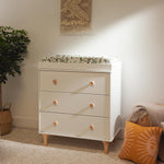 Babyletto Lolly 3-Drawer Changer Dresser with Removable Changing Tray in White and Natural, Greenguard Gold Certified