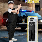 Jeowoqao Boy's Dress Up Costumes Set, Kids Role Play Set 11pcs Dress Up Trunk Pirate, Chef, Construction Worker, Policeman Costume For Kids Girls Toddler Age 3 4 5 6 Christmas Birthday Gift