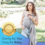Ring Sling Baby Carrier - USA Lab Tested, 100% Natural Cotton Muslin, Breathable & Ergonomic Ring Sling Grey