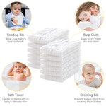 Lovely Care 12 Pack Muslin Burp Cloths 100% Cotton Muslin Cloths Large 20''x10'' Extra Soft and Absorbent Baby Burping Cloth - White