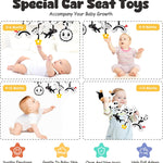 Spiral Car Seat Baby Toys 0-6 Months, Infant Carseat High Contrast Sensory Toys Hanging Stroller Accessories, Newborn Gifts for Baby Boys Girls Essentials, Cute Black and White Cow