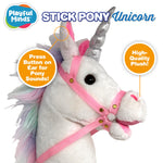 Playful Minds Stick Horse | Plush Handcrafted Hobby Horse Stick Pony Provides Fun Pretend Play for Toddlers & Preschoolers | Handsewn, Sturdy Wood, and Sound Effects (Unicorn)