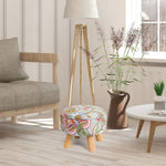 Round Storage Ottoman with Reversible Tray Lid, 12.7 "W x 10.6 "H Upholstered Footrest Pouf with Anti-slip & Scratch-resistant Foot Pads, Stain-Resistant Fabric Pouf, for Living Room, Bedroom, Dorm