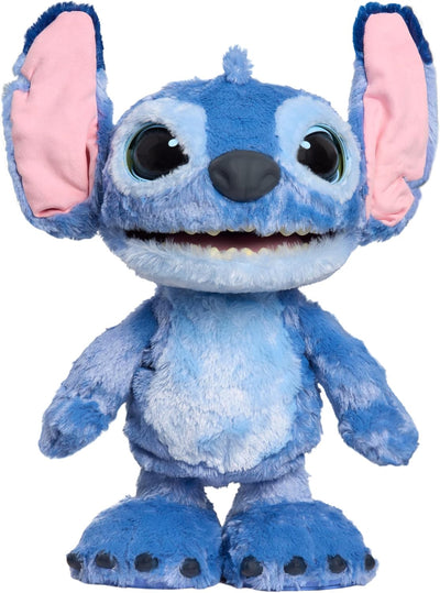 Blue plush toy with pink inner ears on a white background