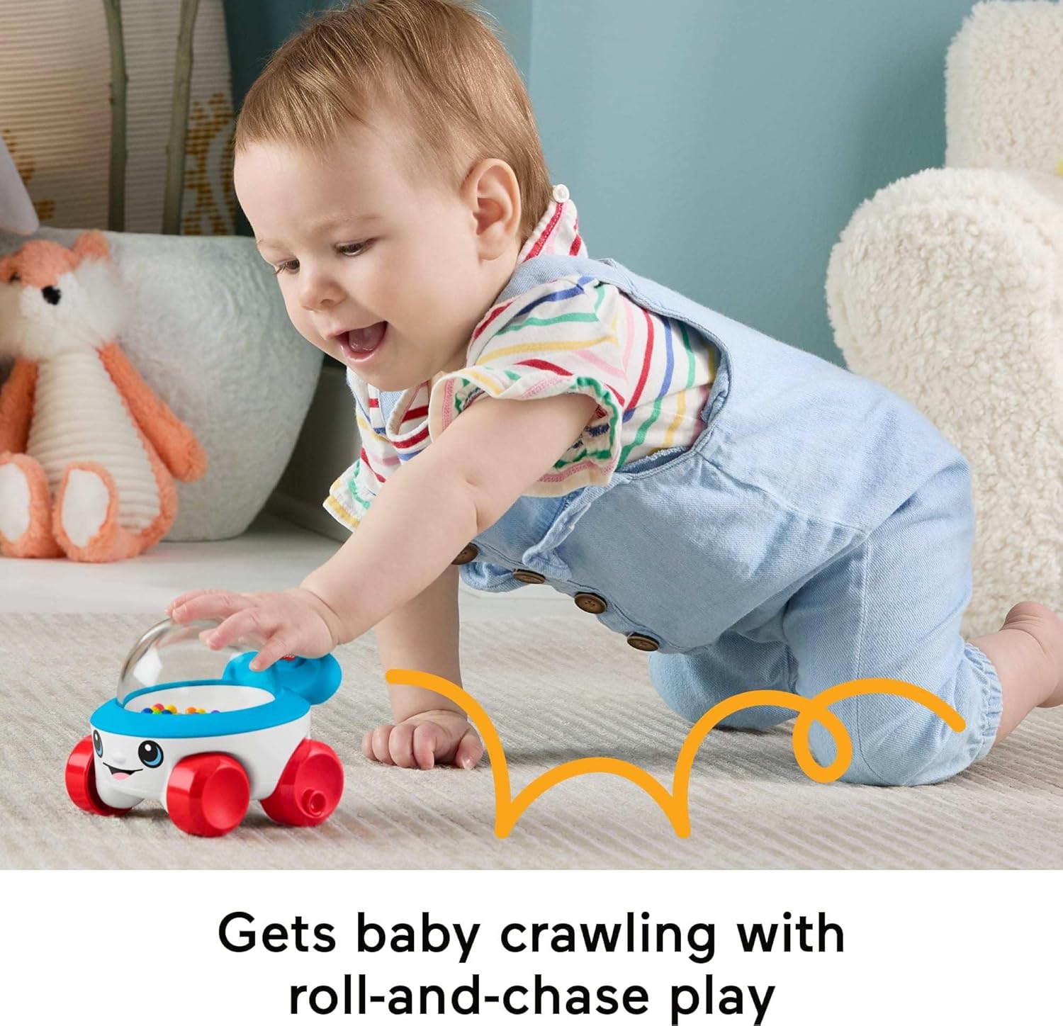Fisher-Price Baby Toy Corn Popper Push-Along Vehicle with Sounds for Crawling Developmental Play Infants Ages 6+ Months