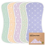 Organic Burp Cloths Baby Boy & Girl - 5-Pack Super Absorbent Cotton Burping Cloths for Babies, Soft & Plush Newborn Spit Up Rags, Infant Towels for Milk Spit Up, Unisex, Large 21" x 10" (Lunaris)