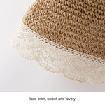 pureborn Baby Girl's Straw Hat Wide Brim Sun Protection Hat Summer Beach Hat with Chin Strap for Infant Girl 6-24 Months Khaki