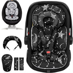 Infant Car Seat Insert with Extra Cushion for Preemie to Toddler, Reversible Newborn Carseat Insert Head Support, Fits for Stroller, Baby Swing, Rocker, Bassinets, Bouncer (Black Star)