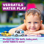 Tub Works® Vehicles™ Bath Cars Mold Free Bath Toys, 6 Pack | Sealed, No Hole Bath Toys Design Keeps Moisture Out | Soft, Squeezable & Float on Water | Fun Baby & Toddler Bath Toys | City Car Bath Toys