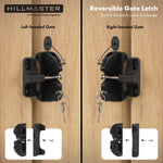 Key Lockable 2 Way Gate Latch with Spring Loaded Pull Cable and Key,2 Sided Gate Fence Lock for Outdoor Gates,Locking Gate Door Lock Fence Latch Gate Hardware for Metal,Wood,Vinyl Fence,Black Finish