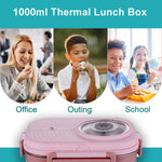 Stylish Kitchen Kids Bento Lunch Box with Bag – Leakproof Stainless Steel Bento Box for School, 3 Compartments, Soup Bowl, Spoon & Chopsticks, Lunchbox Set for Girls & Boys (Blue)
