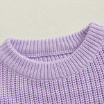 Baby Boy Girl Cute Long Sleeve Duck Embroidery Chunky Knitted Sweater Top Toddler Fall Winter Outfit (Purple Duck, 0-3 Months)