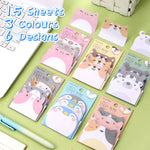 JIANTA Cute Sticky Notes, 6 Pack 270 Sheets Kawaii Cartoon Animal Sticky Notes, Mini Cartoon Notes Animals Shape Markers Flags Self-Stick Memo Pads for School Home Office, JT-BG072-06