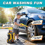 Kids Car Wash Toy Pressure Washer Playset with 1.3L Tank & Manual Pump Spray Gun, Outdoor Summer Water Toys for Toddlers, Portable Cleaning Pretend Play Gift for Boys Girls Ages 3+