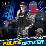 Swat Police Officer Costume for Kids, Police Costume for Kids with SWAT Costume, SWAT Vest, Halloween Costume for Boys, Role Play Kit for Boys Girls