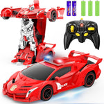 FDJ Remote Control Car - Transform Toys Car Robot, One Button Deformation to Robot with Flashing Light, 2.4Ghz 1:18 Scale Transforming Police Car Kids Toys with 360 Degree Rotating, Girls Boys Toys