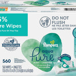Pampers Baby Wipes Aqua Pure, 99% Water Based Wipes, Hypoallergenic and Unscented Infant Wipe, 336 Total (6 Flip-Top Packs)