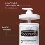 Advanced Clinicals Coconut Body Lotion Moisturizing Cream & Face Lotion For Women & Men | Coconut Lotion | Natural Coconut Oil Cream Skin Care Moisturizer Body Butter Balm For Dry Skin, 16Oz, 2-Pack