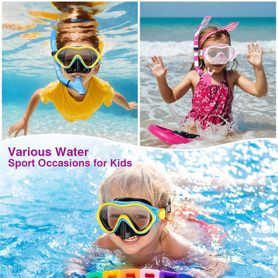 Kids Snorkel Set for Boys Girls Youth Junior Age from 5-13 Years Old Upgraded Dry Top Snorkel Mask Snorkeling Gear with Carrying Bag for Pool Swimming Diving Water Park Beach Vacation