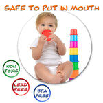 Driddle Colorful Stacking & Nesting Cups - 8 Cups Fun Color Learning Toy - Great Bath & Beach Toy for Baby Toddler & Kids - Preschool Game