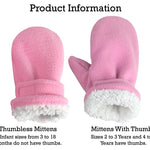 N'Ice Caps Baby Toddler Mittens Kids 2 Pairs Fleece Gloves Winter Warm Sherpa Lined Pack (Pink/Fuchsia Pack - Infant No Thumbs, 6-18 Months)