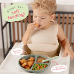 ChériKid Suction Plates for Baby, Toddlers - FEATURES SUPER STRONG QUADRUPLE SUCTION - 100% Food Grade Silicone Toddler Plates with Suction - Unbreakable Divided Kids Baby Plates