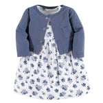 Luvable Friends baby girls and Cardigan Casual Dress, Blue Floral, 3-6 Months US