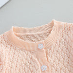 Newborn Baby Girls Knit Cardigans Long Sleeve Crewneck Hollow Knit Thin Sweater Toddler Button Tops Coat Outwear (Pink-Ruffle, 6-12 Months)