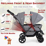 HONEY JOY Double Stroller, Foldable Lightweight Infant Twin with Tandem Seating, 5-Point Harness, Recline Seat, Storage Basket, Compact Baby Double Stroller Newborn and Toddler (Gray)